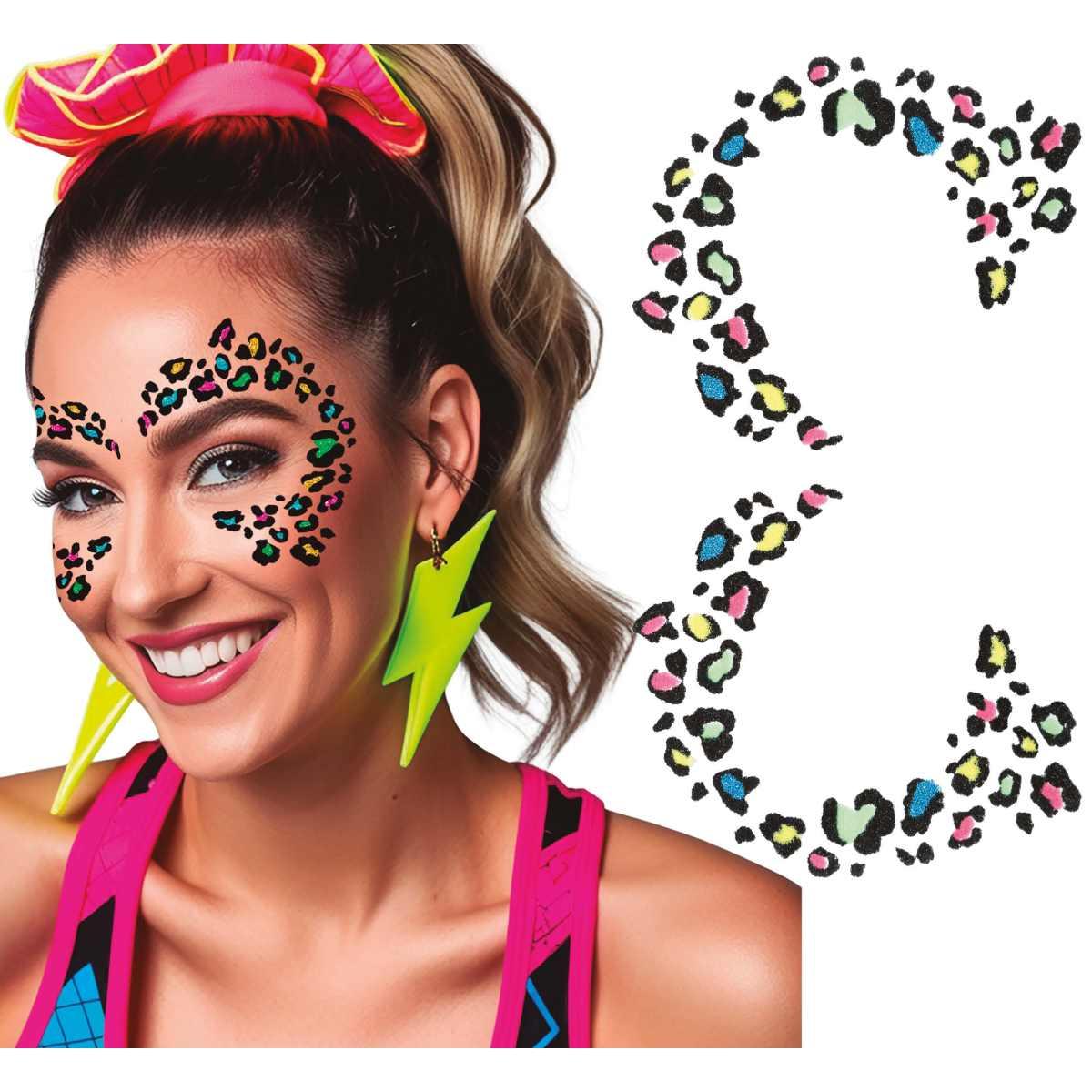 Tatuaggi Viso Rimovibili Leopardo Multicolor |Guirca