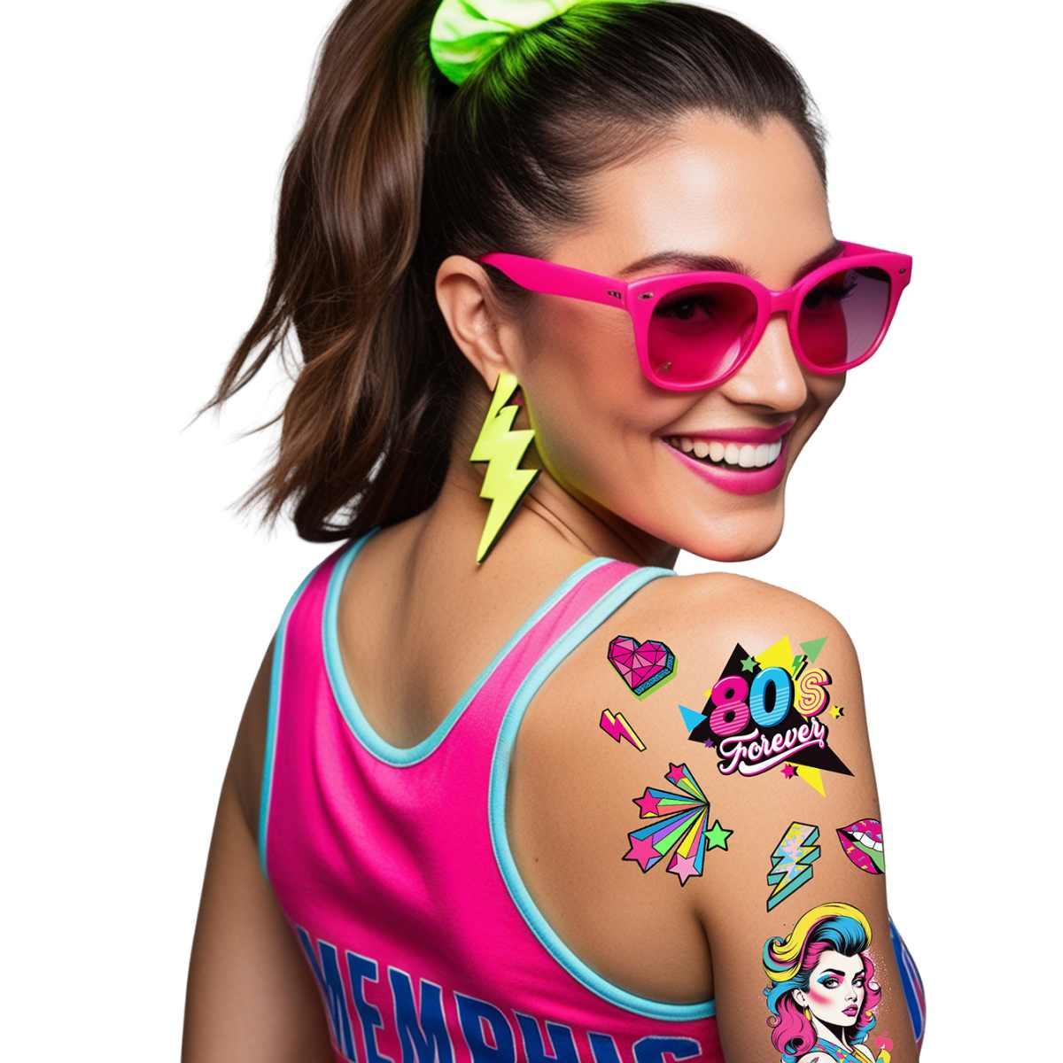 Tatuaggi Rimovibili Corpo Pop Anni 80 Multicolor |Guirca