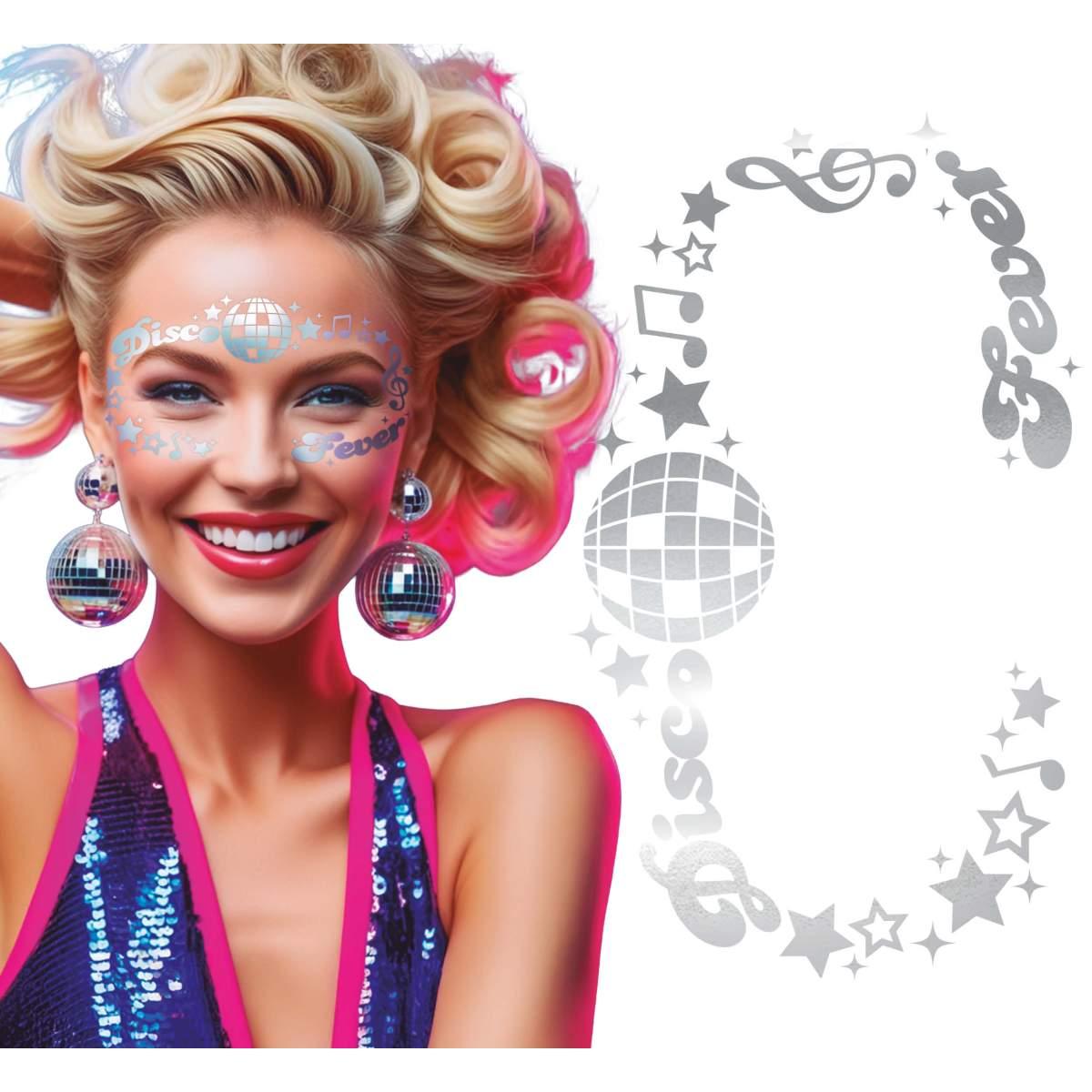 Tatuaggi Viso Rimovibili Disco Argento Glitter |Guirca