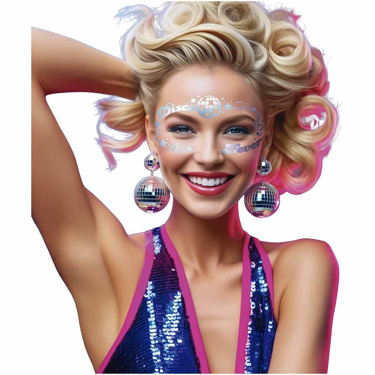 Tatuaggi Viso Rimovibili Disco Argento Glitter |Guirca