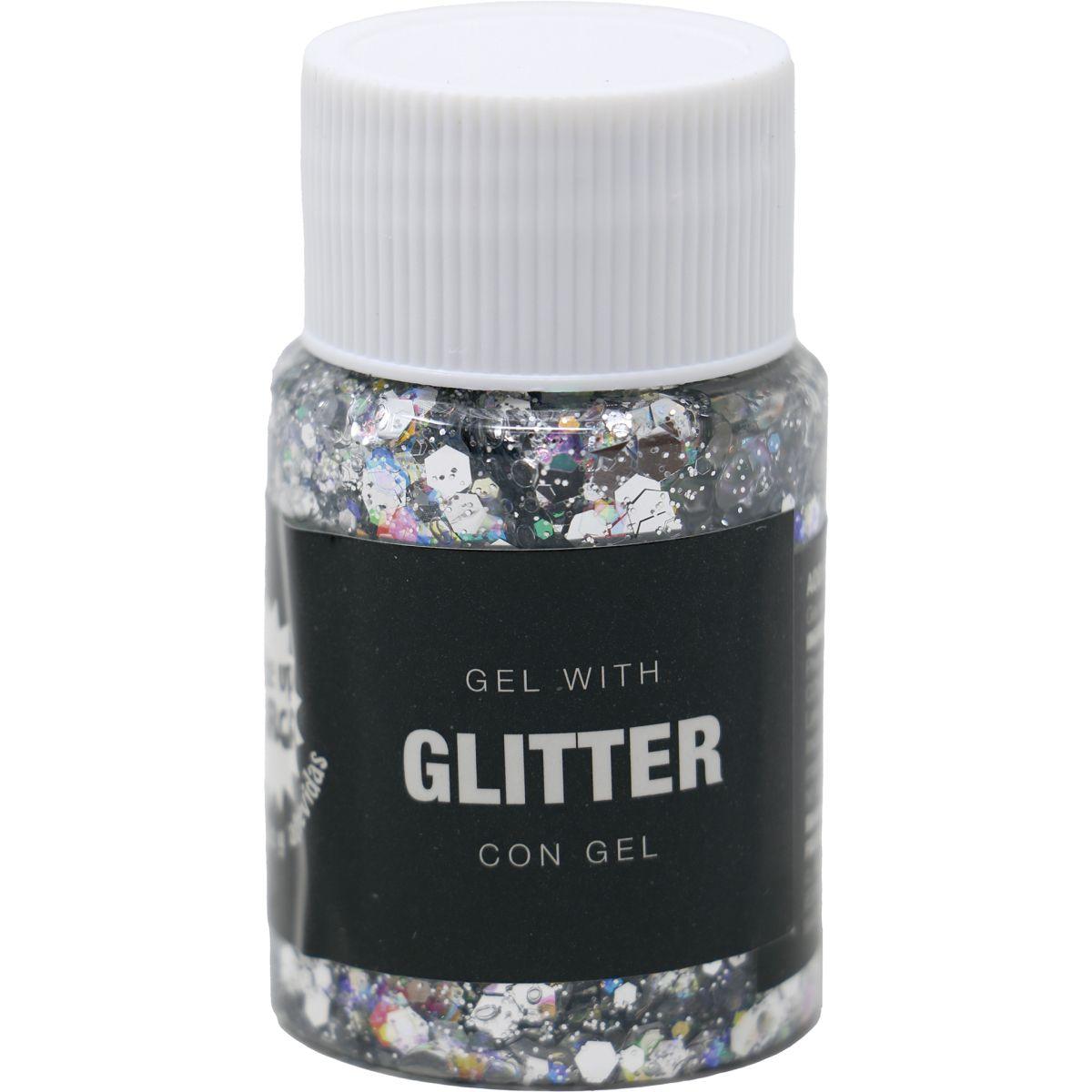 Trucco Gel Glitter Argento Gr.20 |Guirca