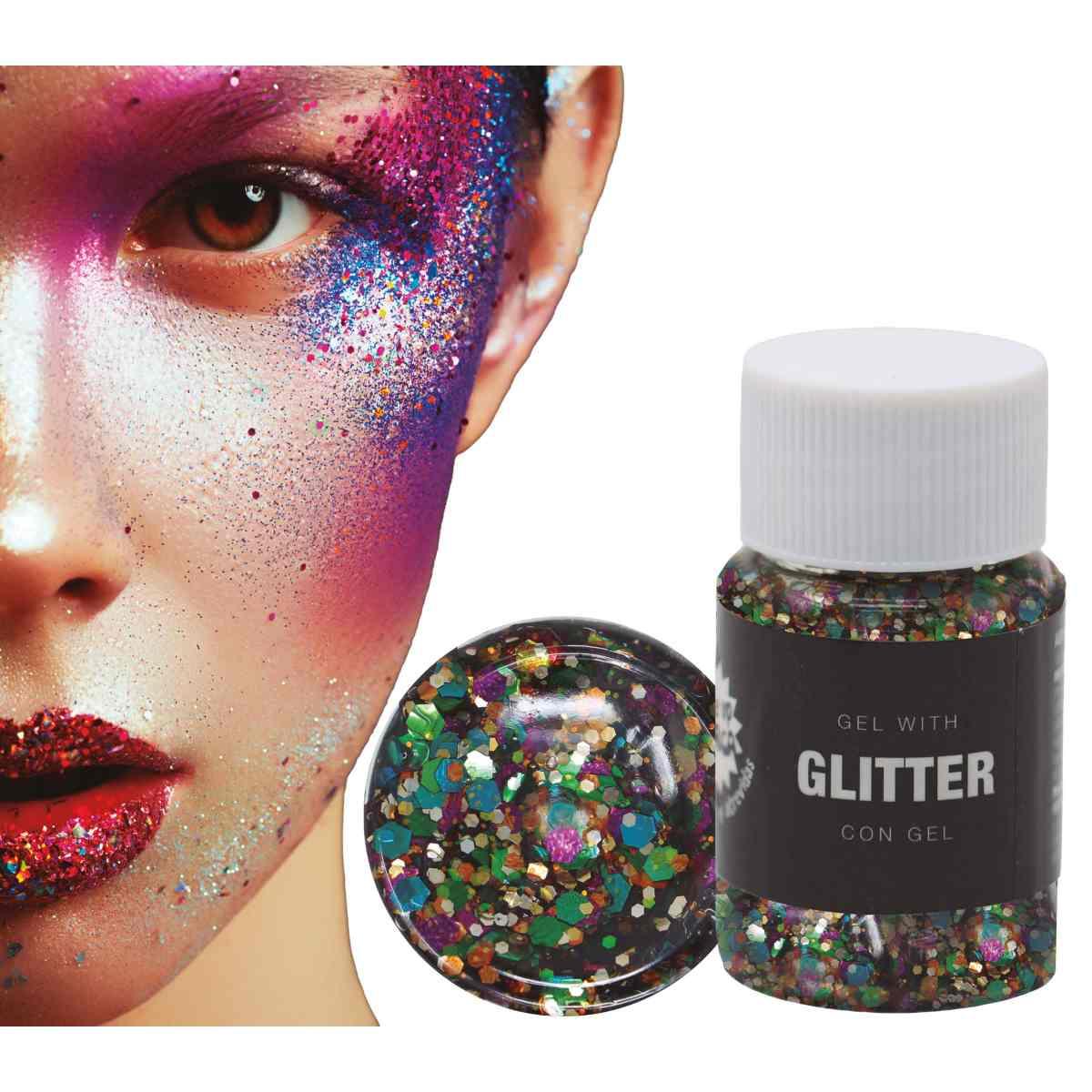 Trucco Gel Glitter Multicolor Gr.20 |Guirca