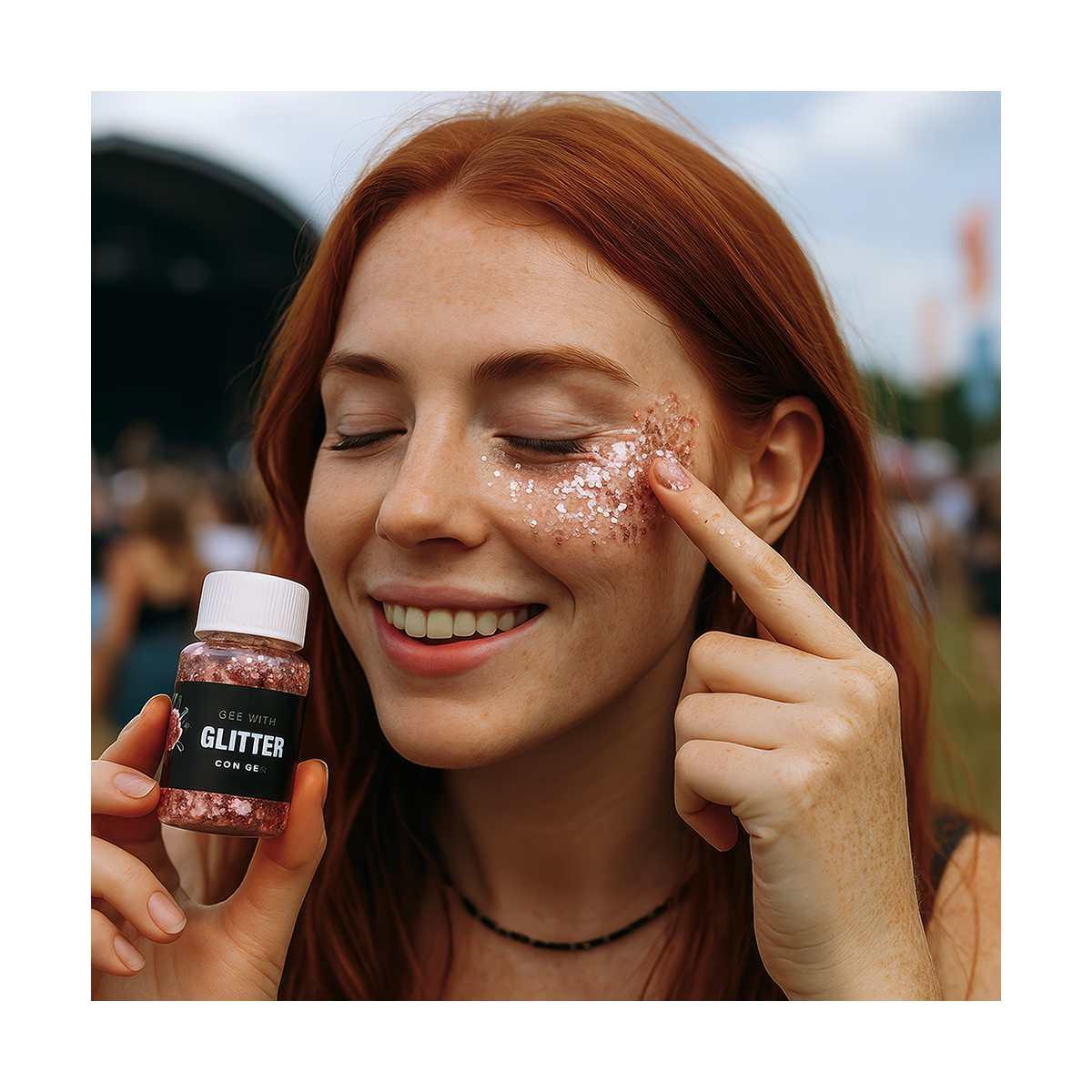 Trucco Gel Glitter Oro Rosa Gr.20 |Guirca