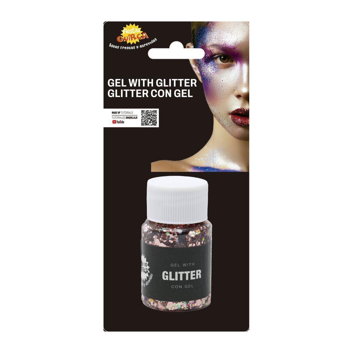 Trucco Gel Glitter Oro Rosa Gr.20 |Guirca
