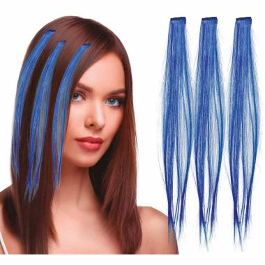 Estensione Capelli Blu cm.50 pz.3 |Guirca