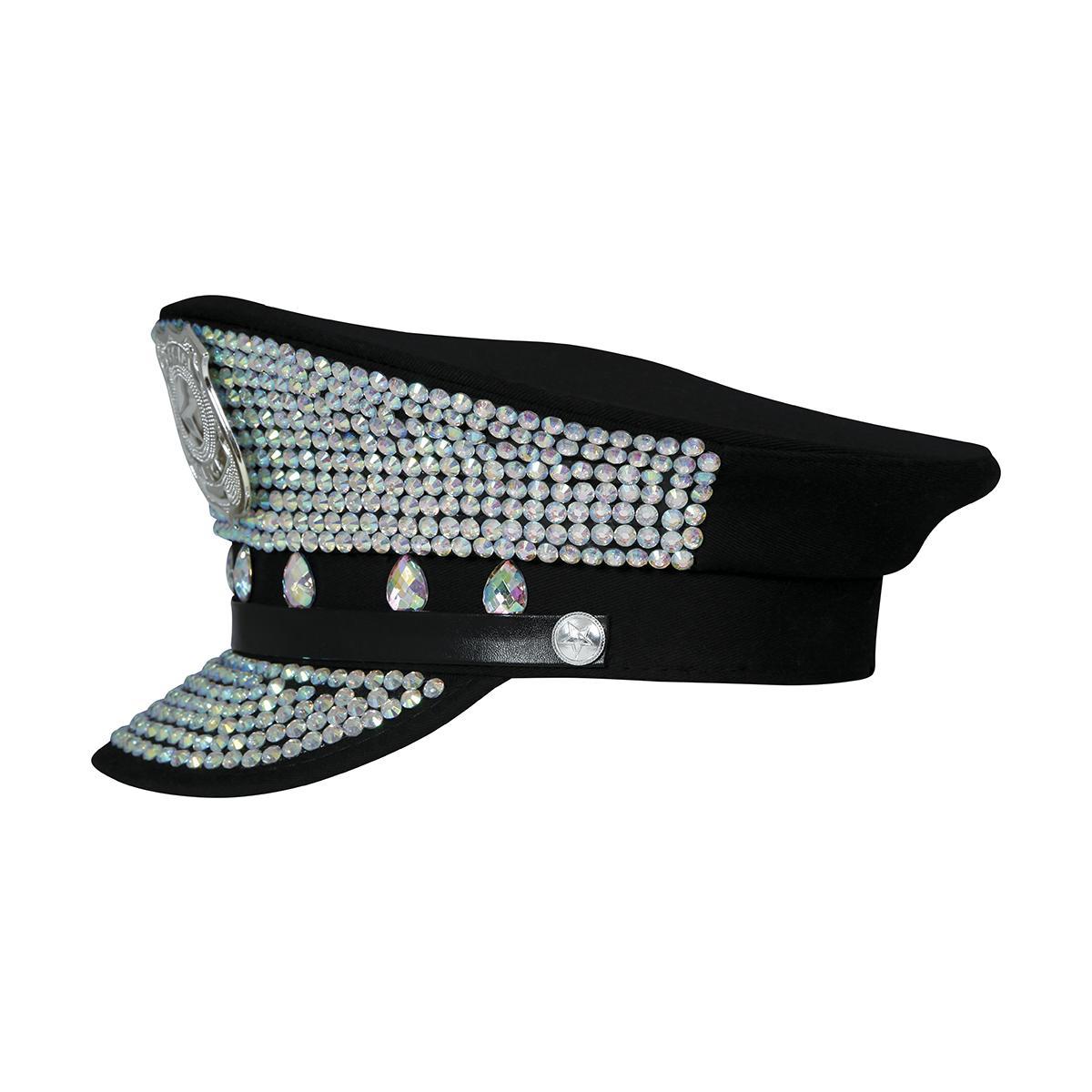 Cappello Polizia Nero Con Strass |Guirca