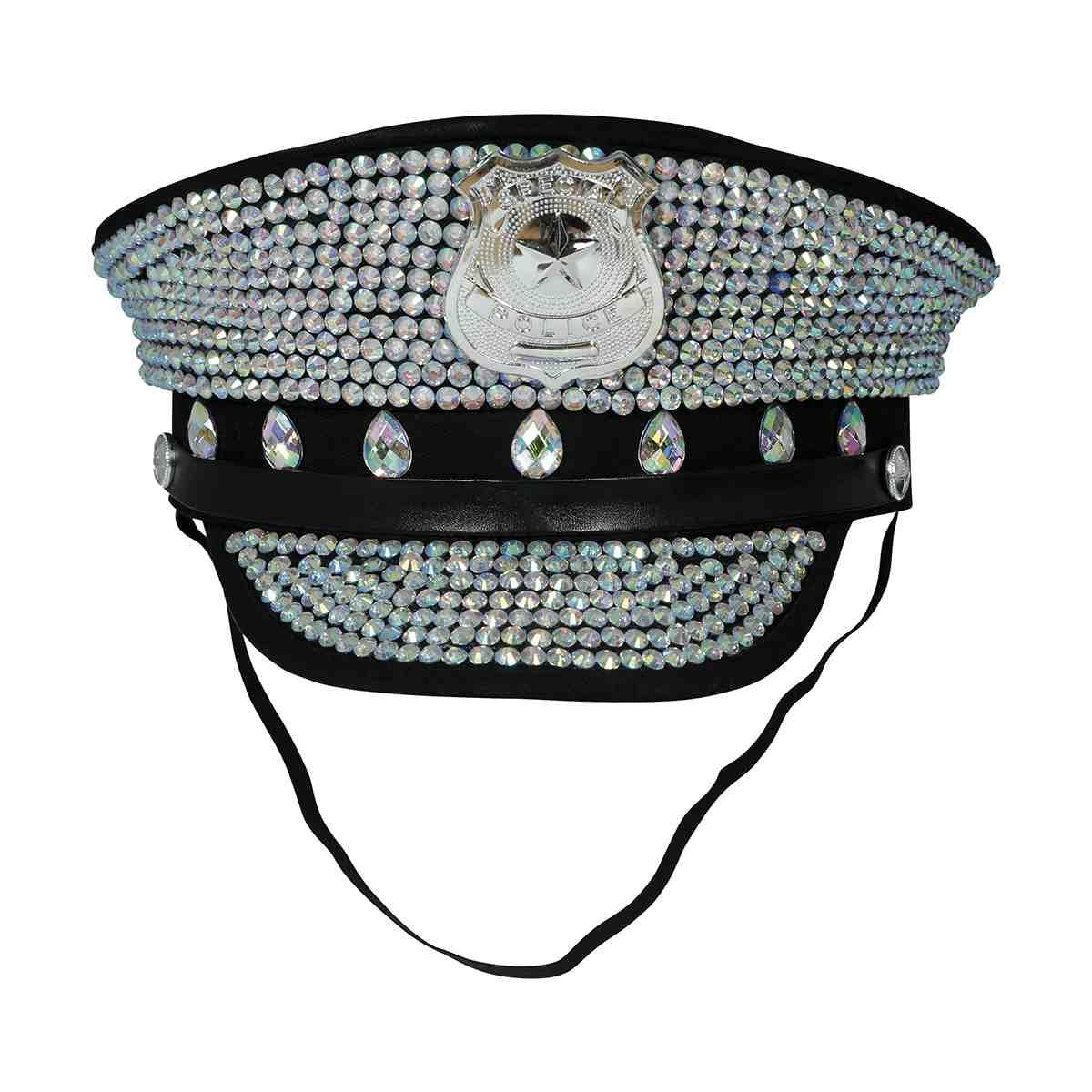 Cappello Polizia Nero Con Strass |Guirca