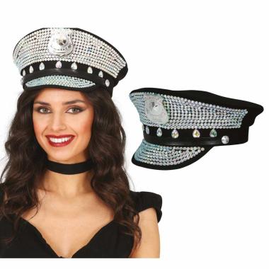 Cappello Polizia Nero Con Strass |Guirca