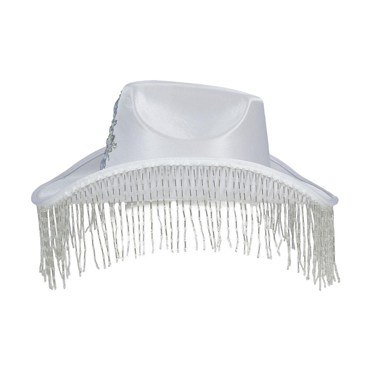 Cappello Cowboy Bianco Con Frange |Guirca
