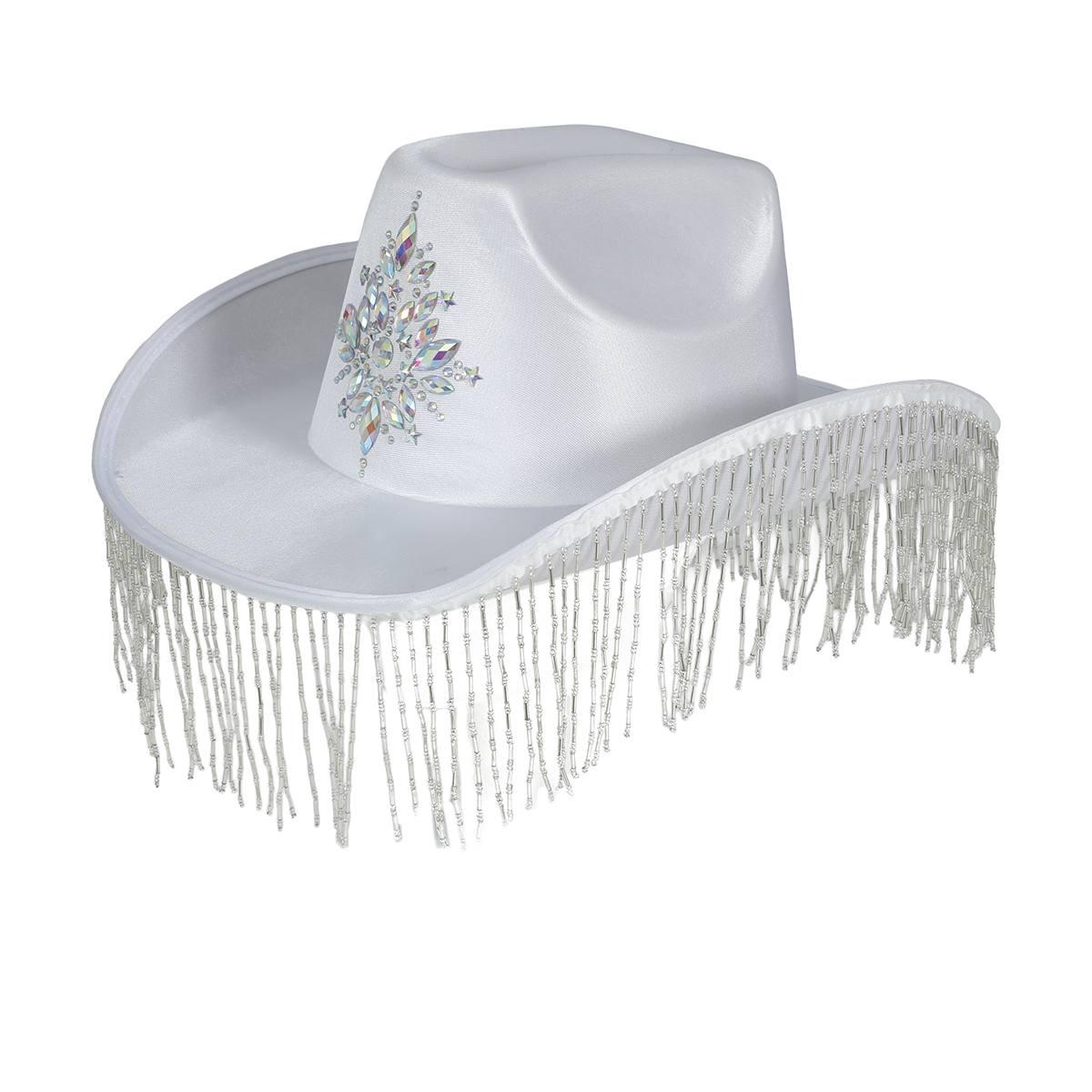 Cappello Cowboy Bianco Con Frange |Guirca