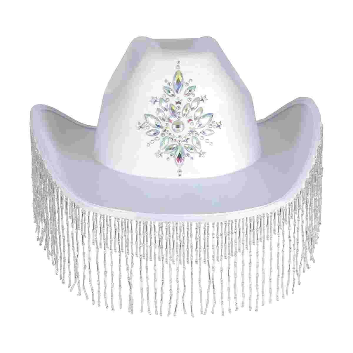 Cappello Cowboy Bianco Con Frange |Guirca