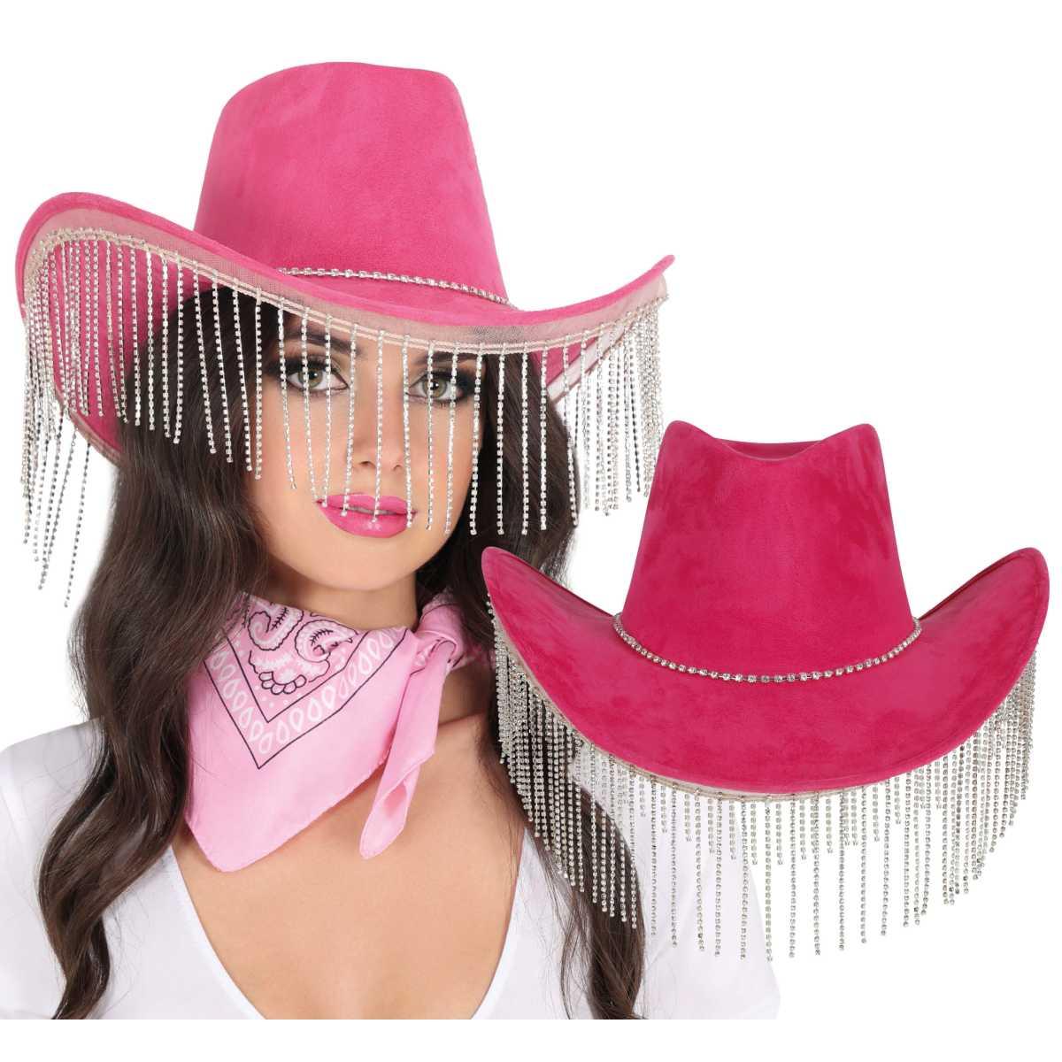 Cappello Cowboy Rosa Con Frange |Guirca