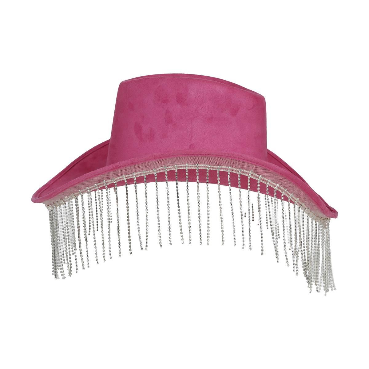 Cappello Cowboy Rosa Con Frange |Guirca