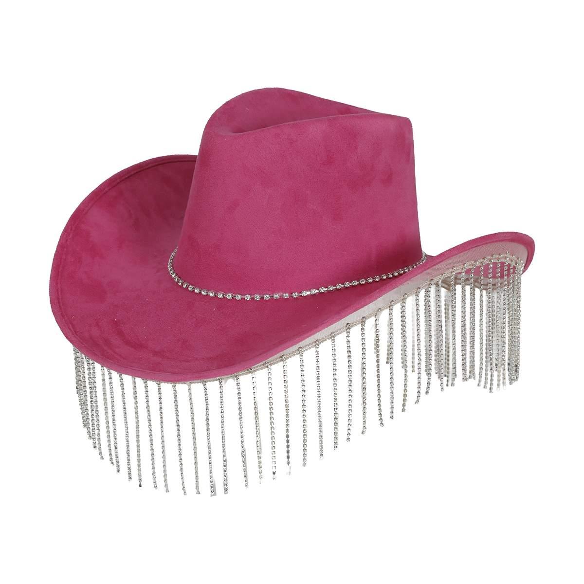 Cappello Cowboy Rosa Con Frange |Guirca