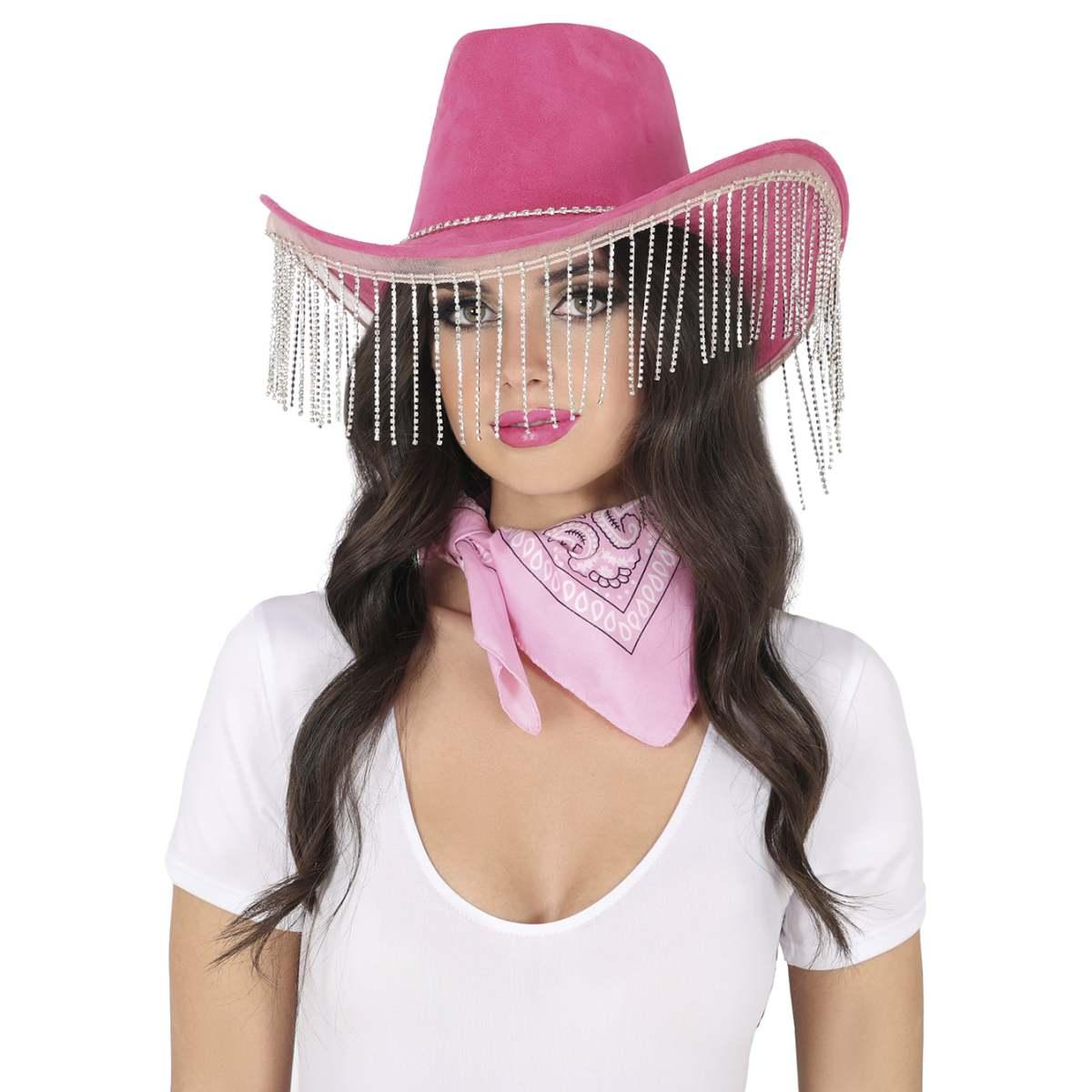 Cappello Cowboy Rosa Con Frange |Guirca