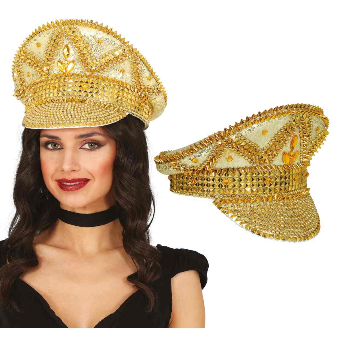 Cappello Oro Con Strass E Visiera |Guirca