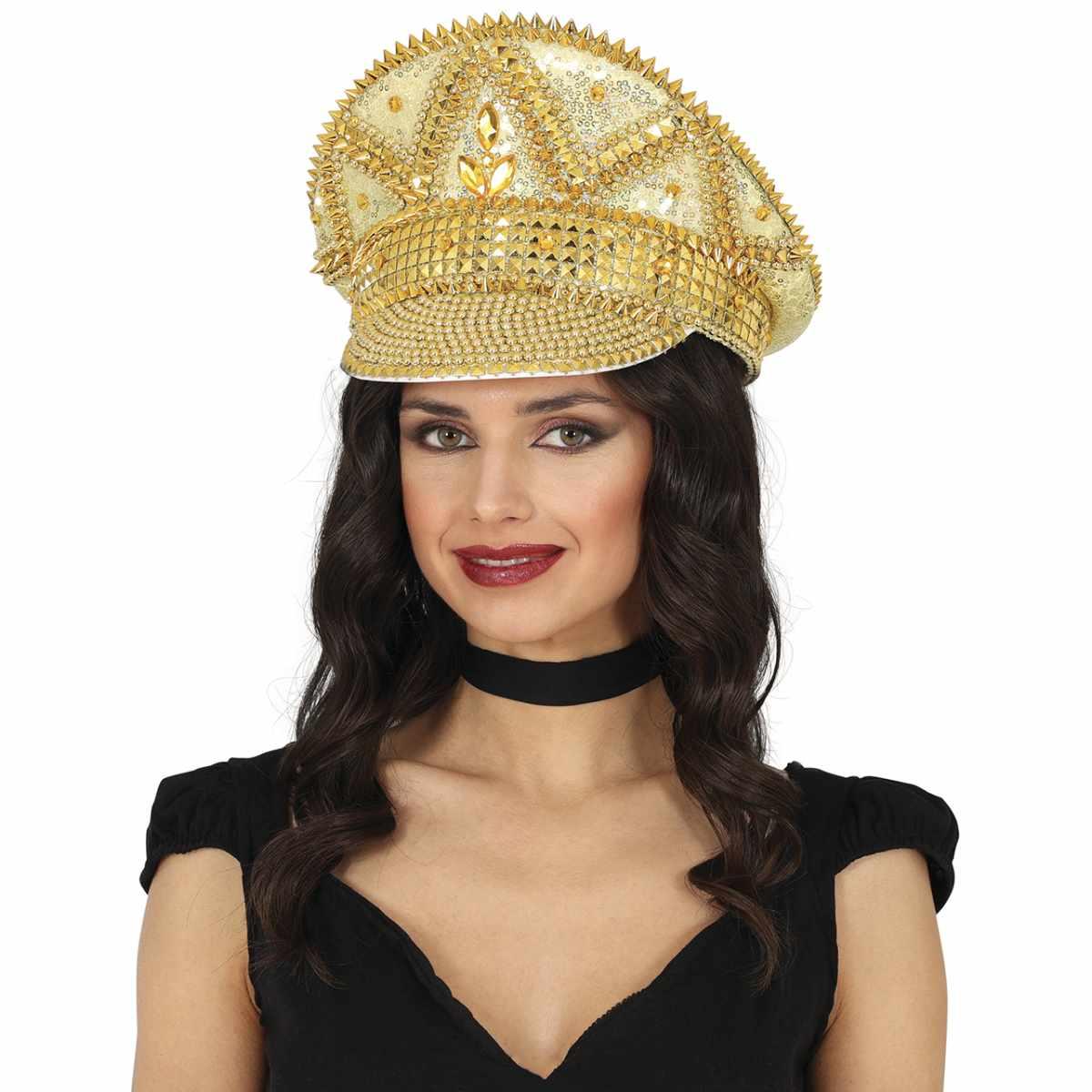 Cappello Oro Con Strass E Visiera |Guirca