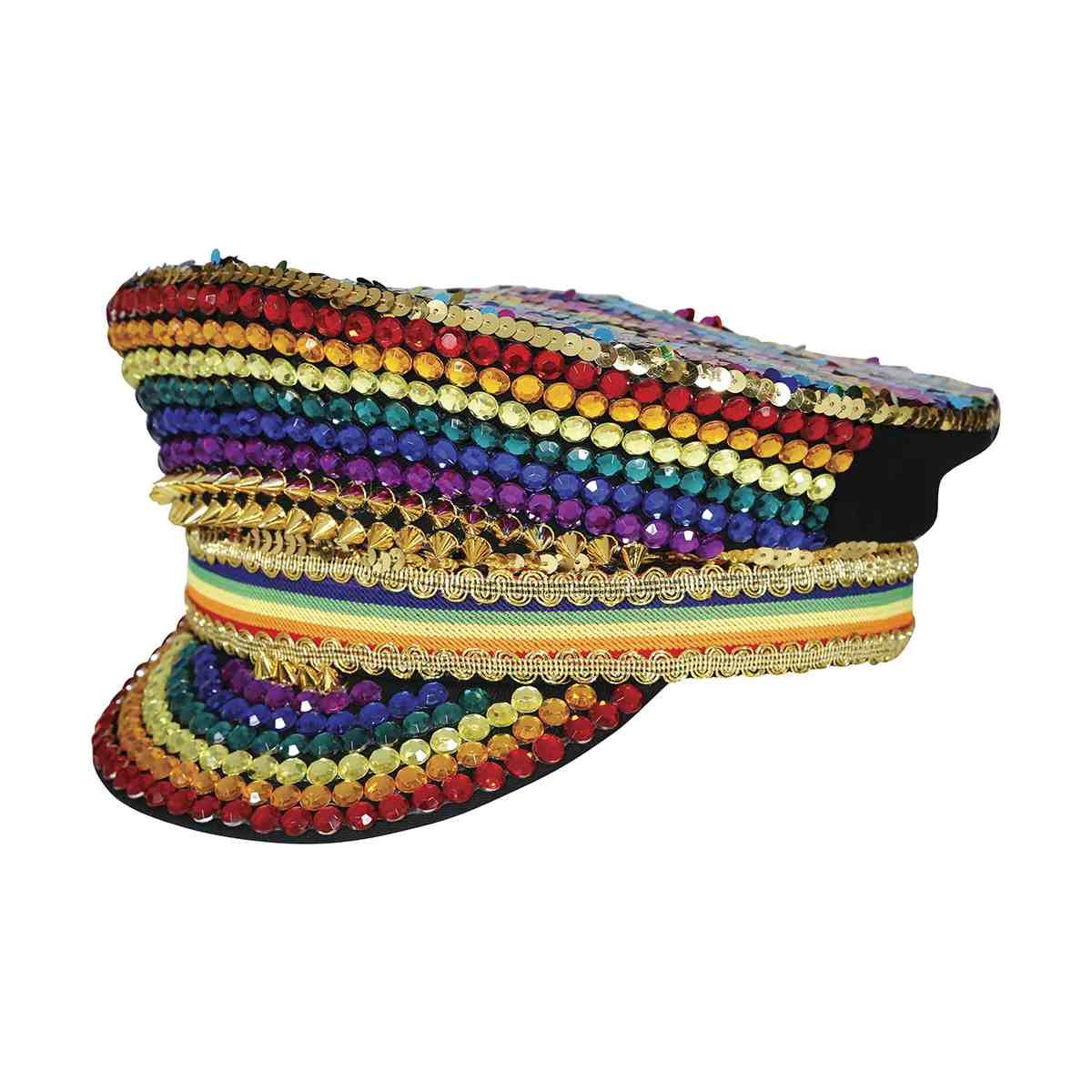 Cappello Multicolor Con Strass E Visiera |Guirca