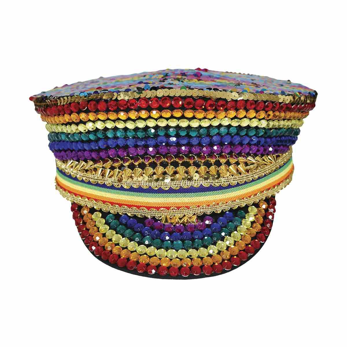 Cappello Multicolor Con Strass E Visiera |Guirca