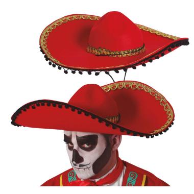 Cappello Sombrero Feltro Rosso |Guirca