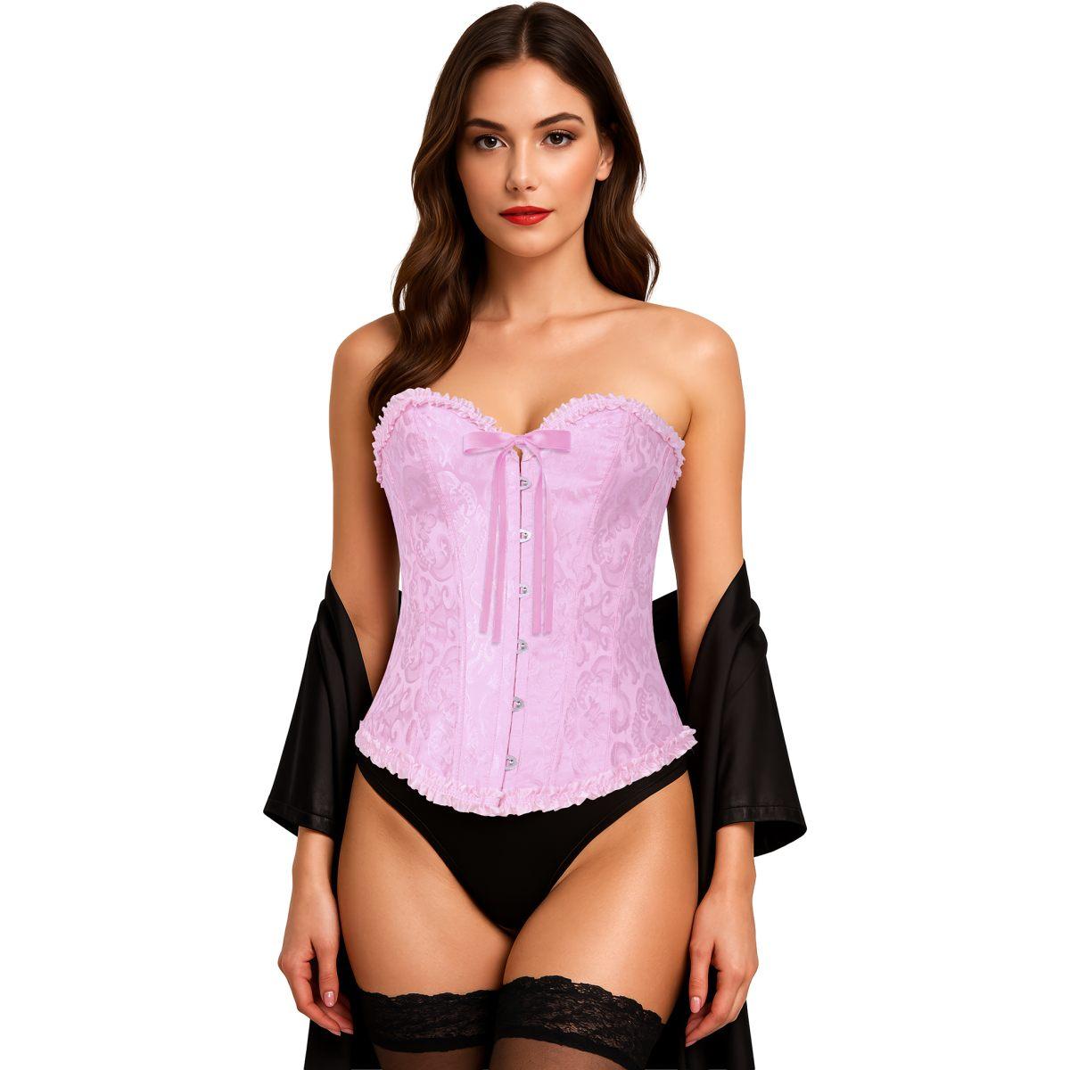 Bustino Corpetto Rosa Ricamato con Lacci |Donna