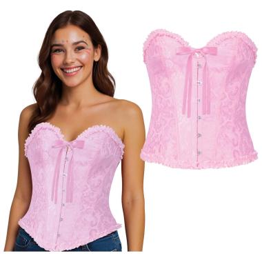 Bustino Corpetto Rosa Ricamato con Lacci |Donna