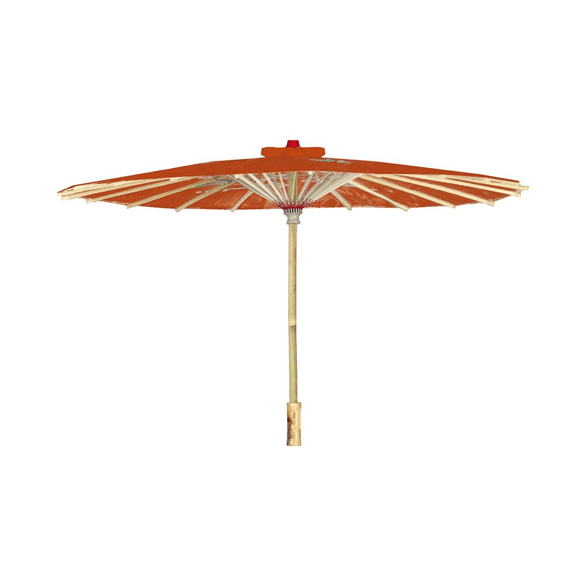 Ombrellino legno carta rosso decori orientali 82 cm