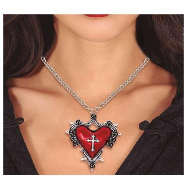 Collana Metallo Con Cuore Rosso |Guirca