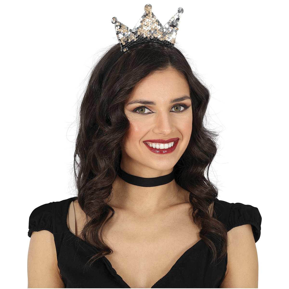 Cerchietto Corona Paillettes Argento |Guirca