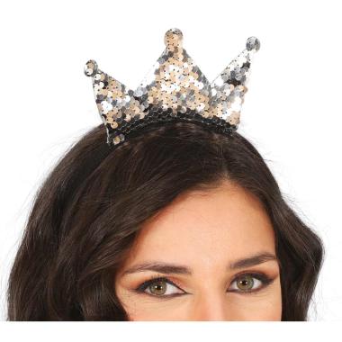 Cerchietto Corona Paillettes Argento |Guirca