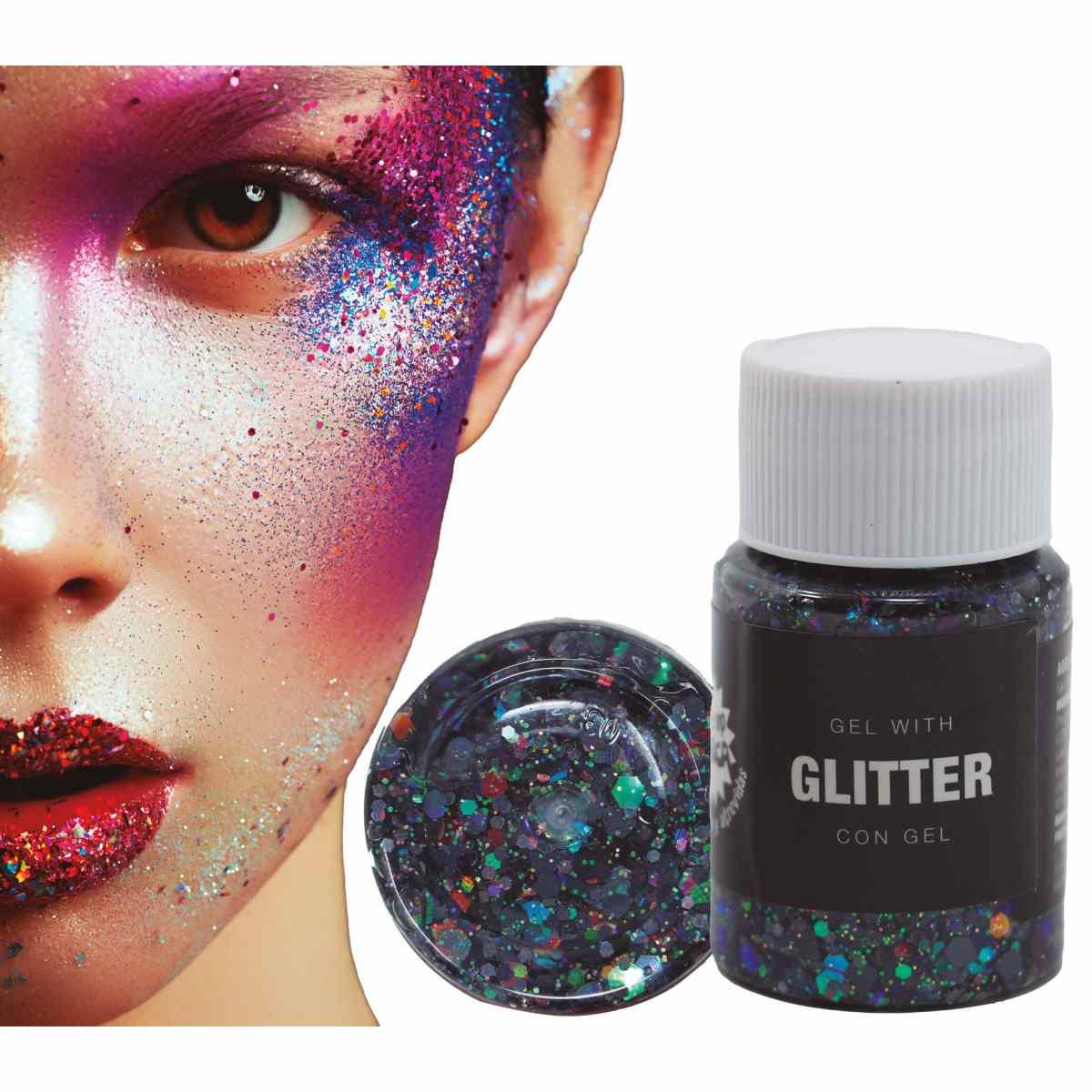 Trucco Gel Glitter Nero Gr.20 |Guirca