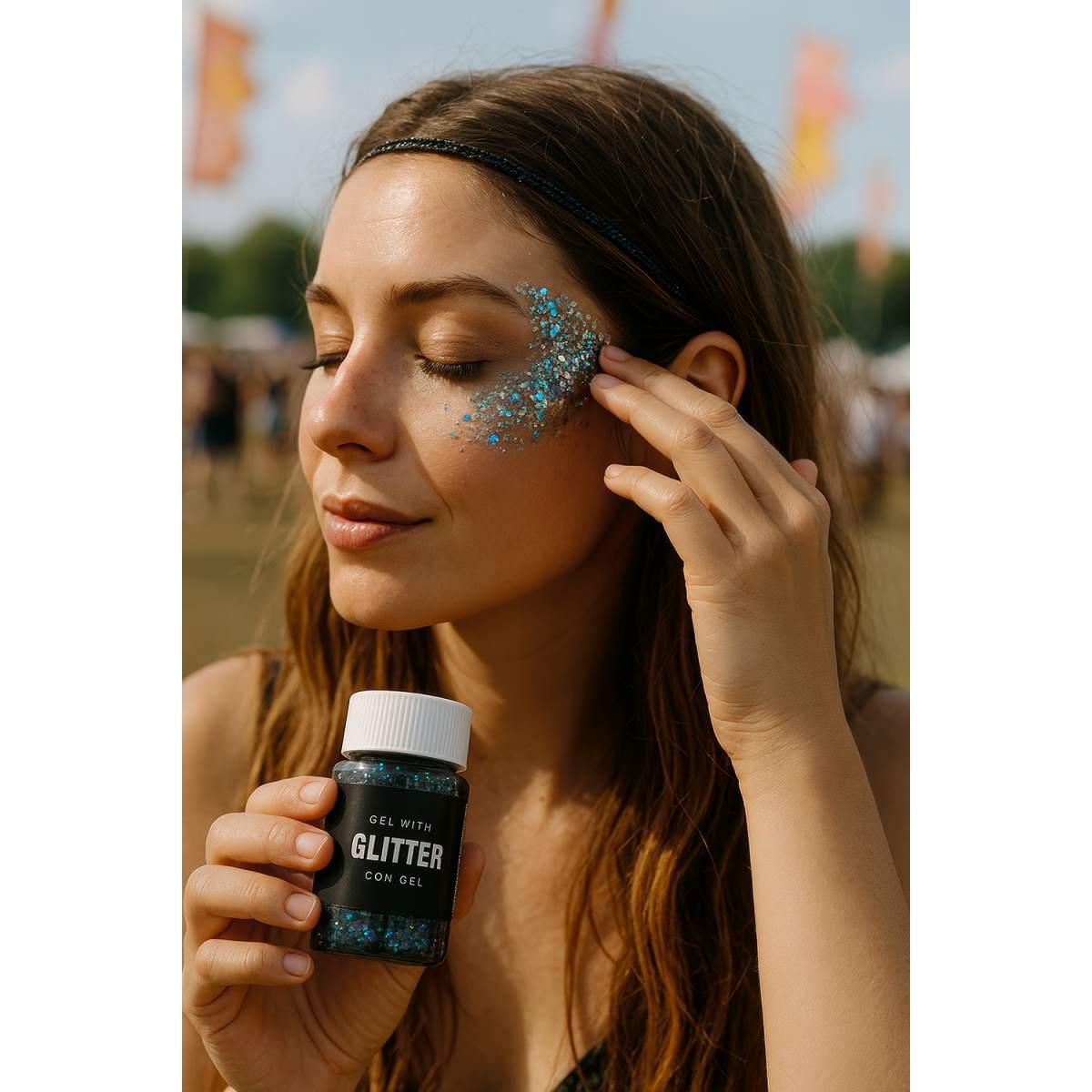 Trucco Gel Glitter Nero Gr.20 |Guirca
