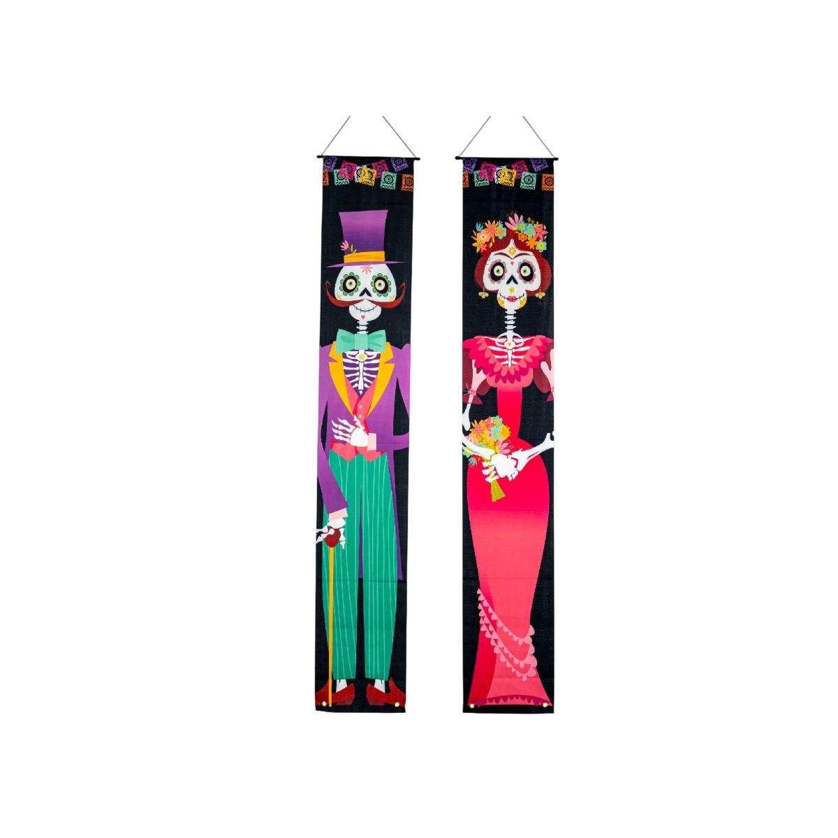 Banner Set pz.2 Tessuto Teschi Messicano cm.180x30 |Guirca
