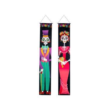 Banner Set pz.2 Tessuto Teschi Messicano cm.180x30 |Guirca
