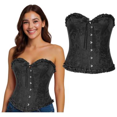 Bustino Corpetto Nero con Ricami |Donna
