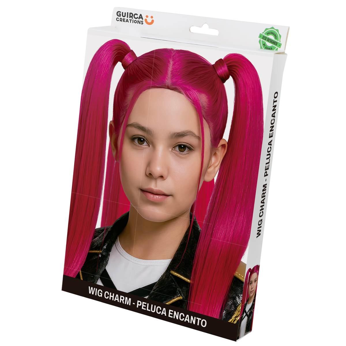 Parrucca Rosa Manga K Pop Lunga Liscia Con Codini |Guirca