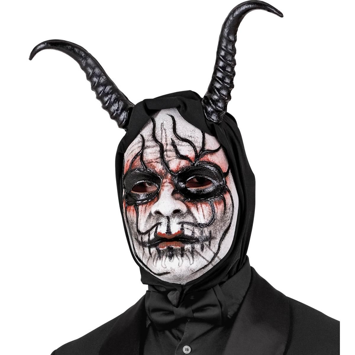 Maschera Viso Pvc Horror Commedia Dell'Arte Con Cappuccio |Widmann