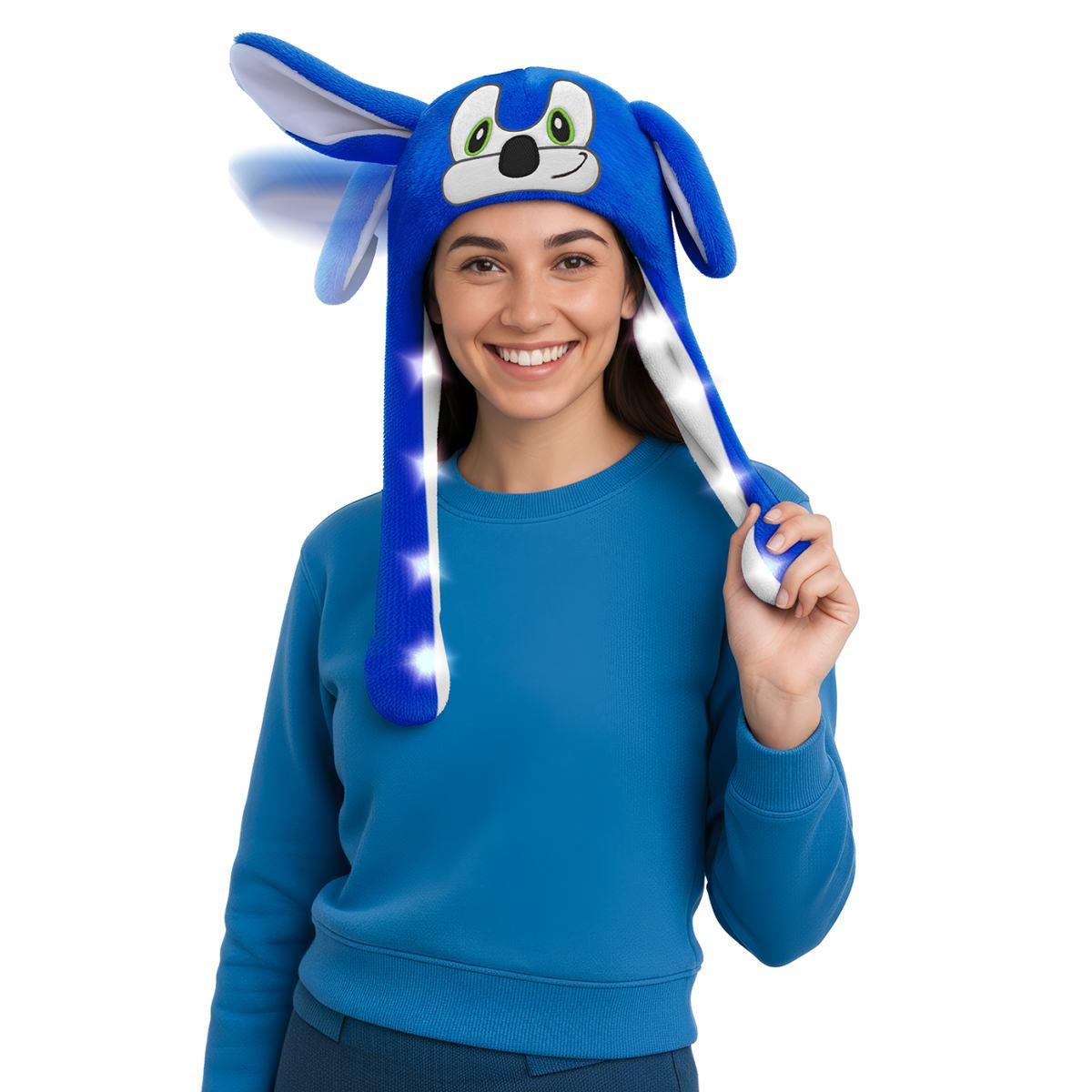 Cappello Animale Blu Sonic Con Luci E Movimento |Guirca