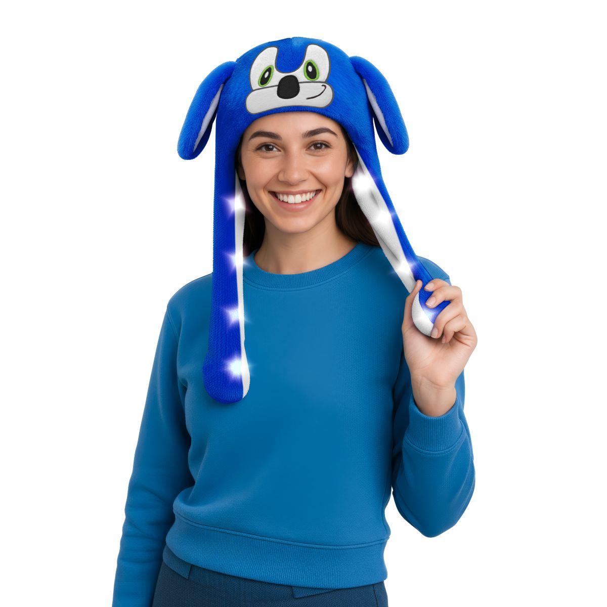 Cappello Animale Blu Sonic Con Luci E Movimento |Guirca