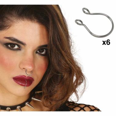Piercing metallici argento 6 pz