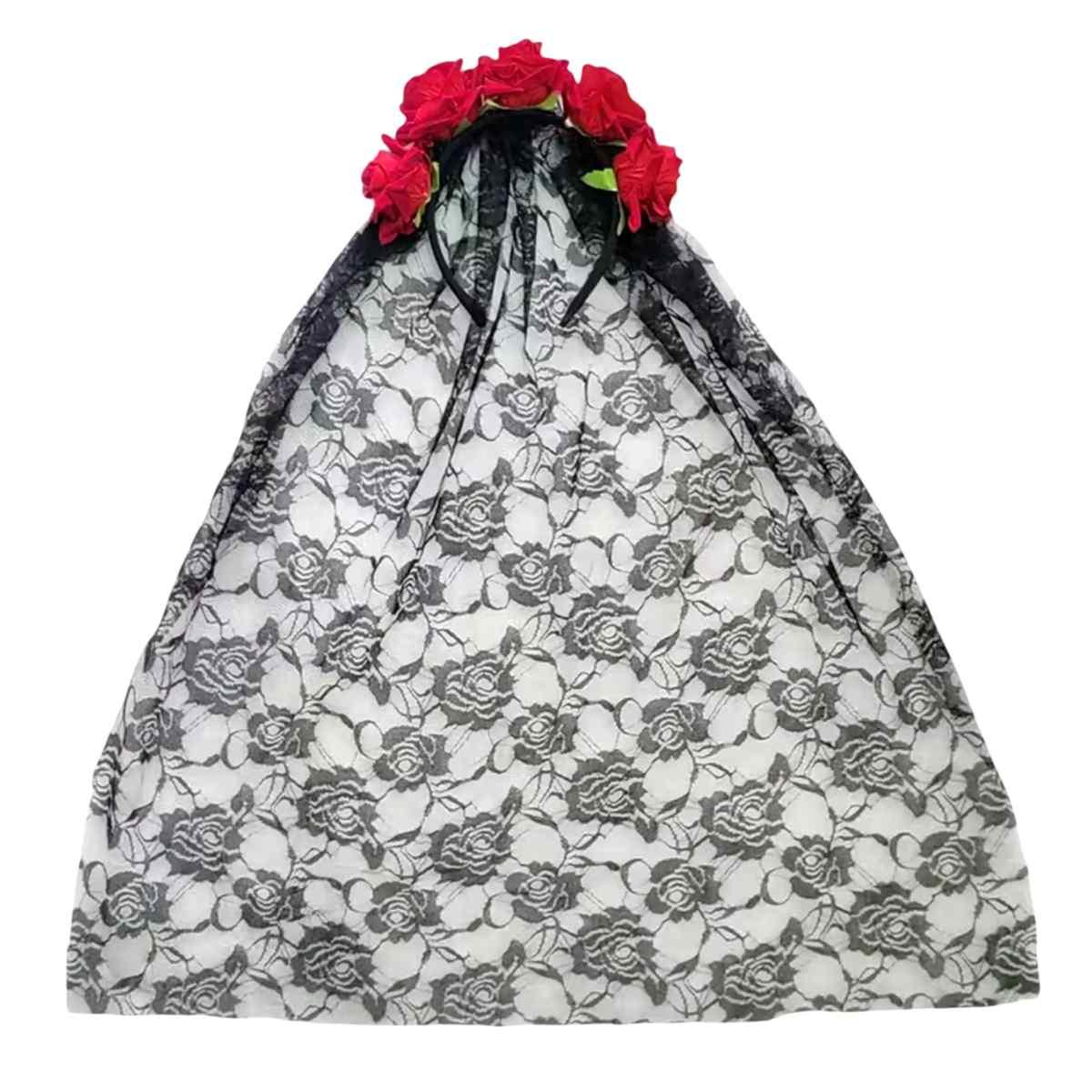 Cerchietto Con Veletto Nero E Rose Rosse |M2 Store