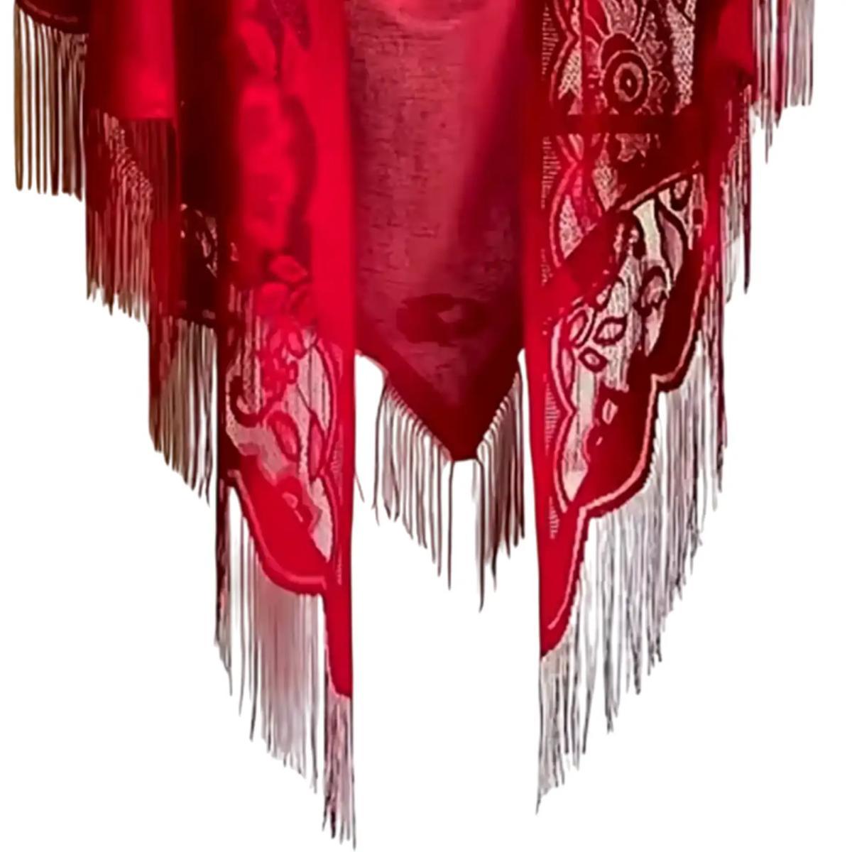 Scialle Pizzo Rosso Frange |Guirca