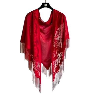 Scialle Pizzo Rosso Frange |Guirca