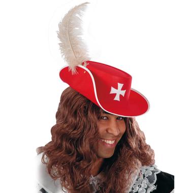 Cappello Moschettiere Rosso Con Piuma |Carnival Toys