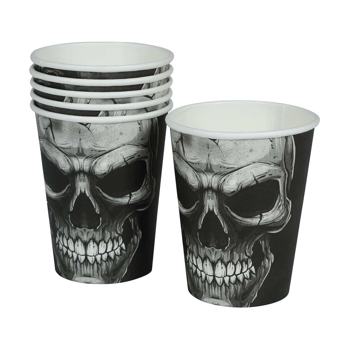 Bicchiere halloween carta teschio Set 6 pz 240 ml