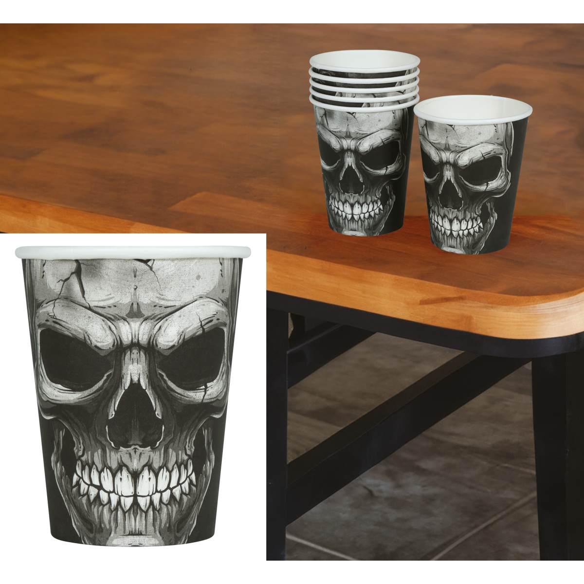 Bicchiere halloween carta teschio Set 6 pz 240 ml
