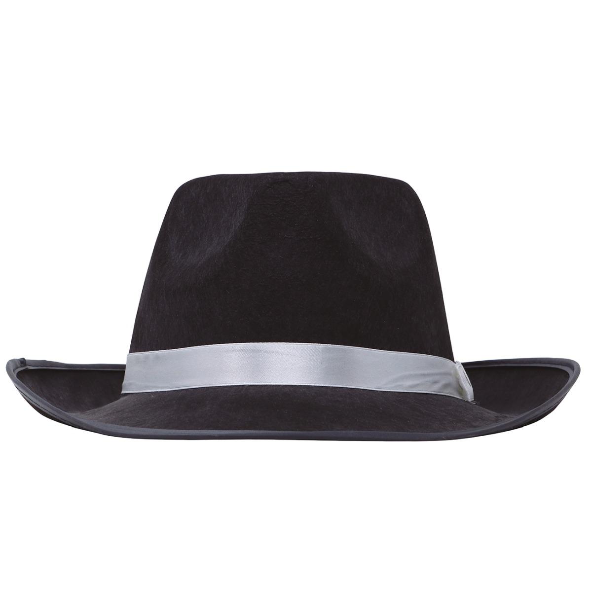 Cappello borsalino gangster nero fascia bianca
