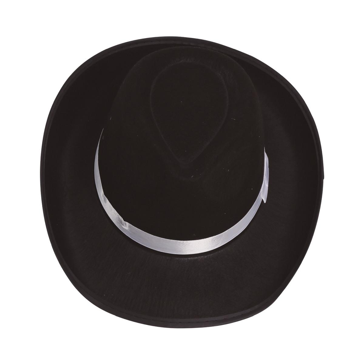 Cappello borsalino gangster nero fascia bianca