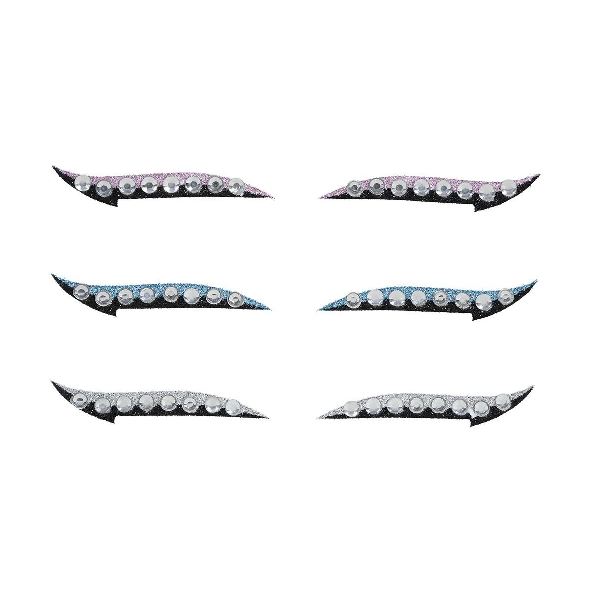 Trucco decorazioni adesive viso 6 delineatori occhi strass