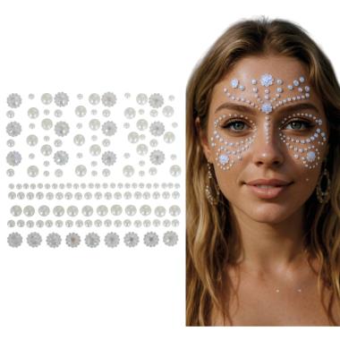 Trucco decorazioni adesive viso perle bianche